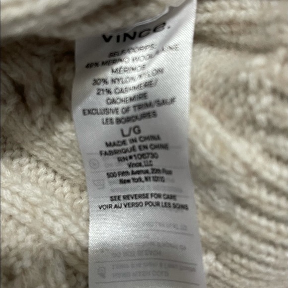 Vince ivory long sleeve chunky cable knit sweater. L - Picture 6 of 7